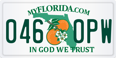 FL license plate 0460PW