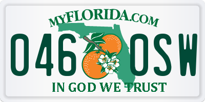 FL license plate 0460SW