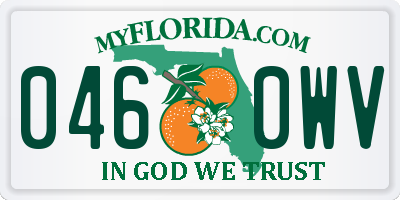 FL license plate 0460WV
