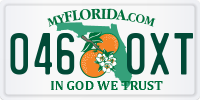 FL license plate 0460XT