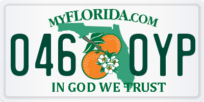 FL license plate 0460YP