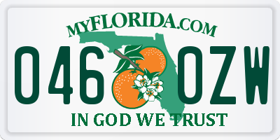 FL license plate 0460ZW
