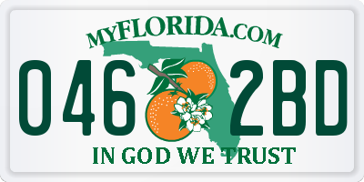 FL license plate 0462BD