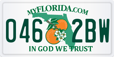 FL license plate 0462BW