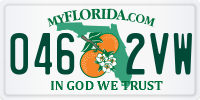 FL license plate 0462VW