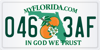 FL license plate 0463AF