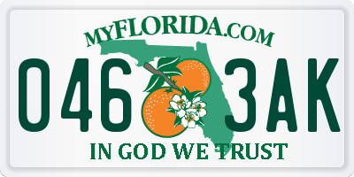 FL license plate 0463AK