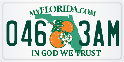 FL license plate 0463AM