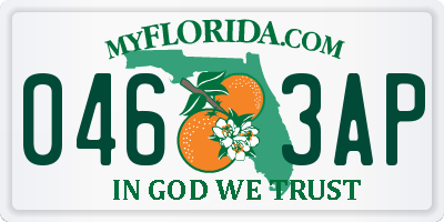 FL license plate 0463AP