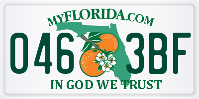 FL license plate 0463BF