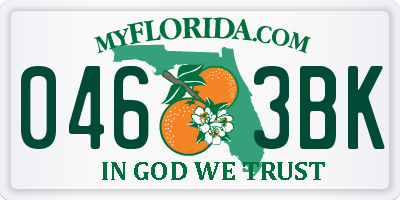 FL license plate 0463BK