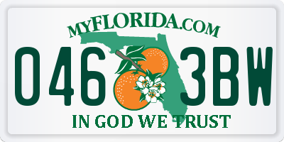 FL license plate 0463BW