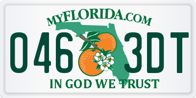 FL license plate 0463DT