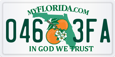 FL license plate 0463FA