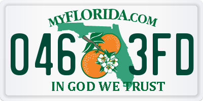 FL license plate 0463FD