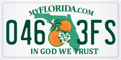 FL license plate 0463FS