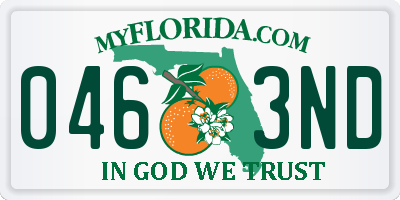 FL license plate 0463ND