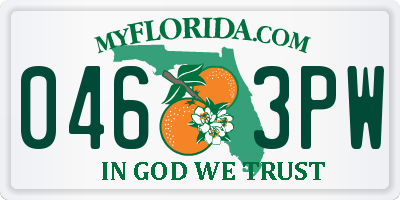 FL license plate 0463PW