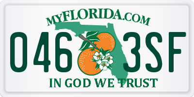 FL license plate 0463SF