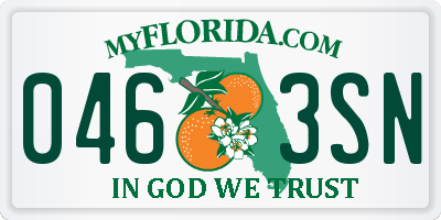 FL license plate 0463SN