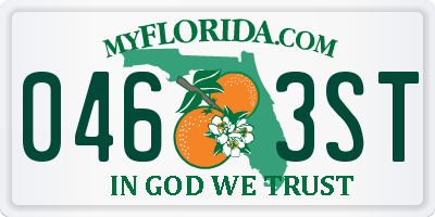 FL license plate 0463ST