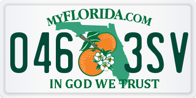 FL license plate 0463SV