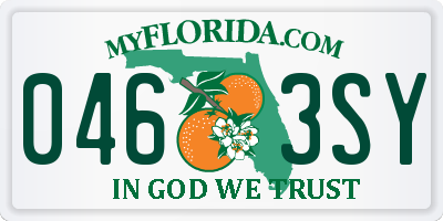 FL license plate 0463SY