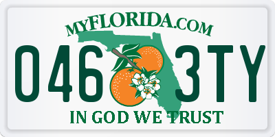 FL license plate 0463TY