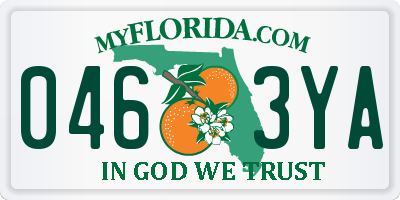 FL license plate 0463YA