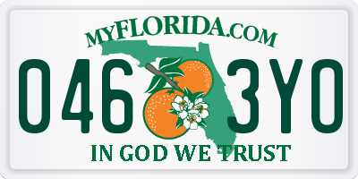 FL license plate 0463YO