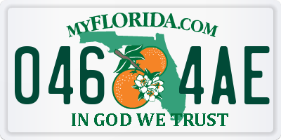 FL license plate 0464AE
