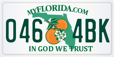 FL license plate 0464BK
