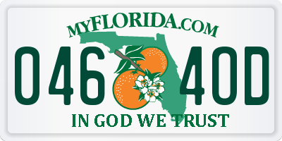 FL license plate 0464OD