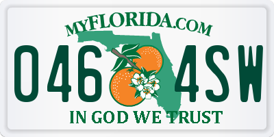 FL license plate 0464SW