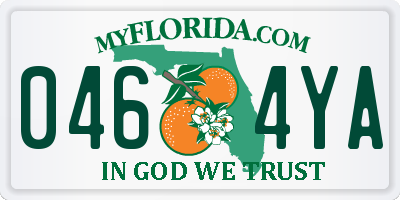 FL license plate 0464YA