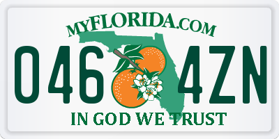 FL license plate 0464ZN