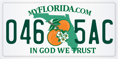 FL license plate 0465AC