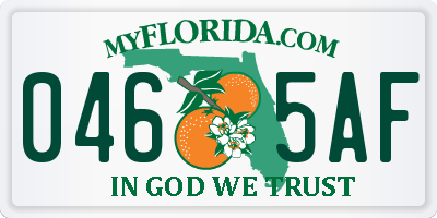 FL license plate 0465AF