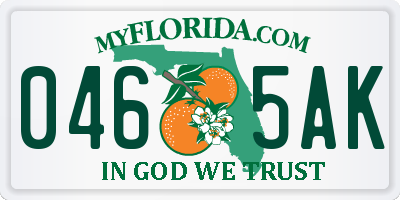 FL license plate 0465AK