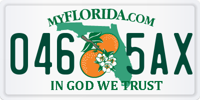 FL license plate 0465AX