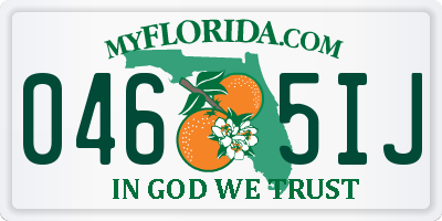 FL license plate 0465IJ