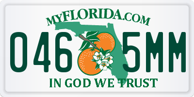 FL license plate 0465MM