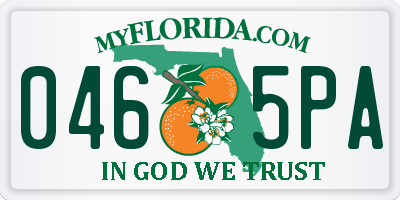 FL license plate 0465PA