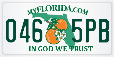 FL license plate 0465PB