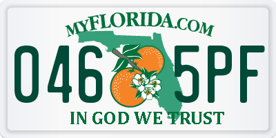FL license plate 0465PF