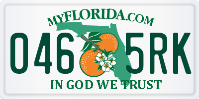 FL license plate 0465RK