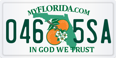 FL license plate 0465SA