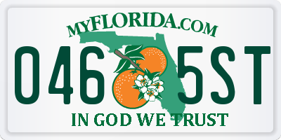 FL license plate 0465ST