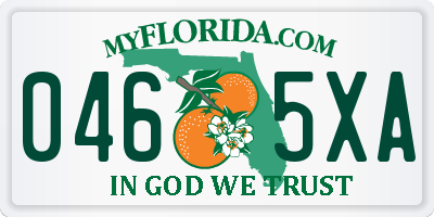 FL license plate 0465XA
