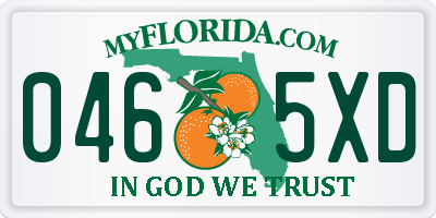 FL license plate 0465XD